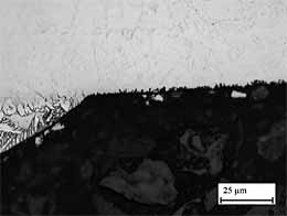 Fig.3d. Shallow intergranular features in the HAZ of PWHT sample NWA2P (2 passes with 20°C IPT and water cooling in high grade steel)