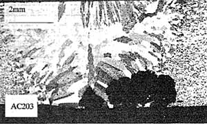 Fig.2. Cross section through a typical test coupon, showing the subsurface attack associated with pitting 