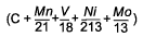 (C+Mn/21-V/18+Ni/213+Mo/13)