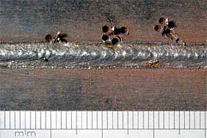 Fig.1. Mechanically peened thermocouples in weld heat affected zone (HAZ)