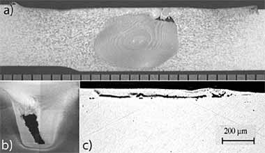 Fig.11. Characteristic void flaws in friction stir welds: