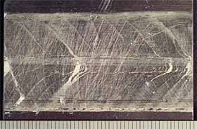  Fig.16. Chevron markings on underside of friction stir weld in 5083 alloy (scale in mm)