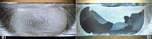 Fig.21. Microstructure in 6 mm thick 2195 alloy a before and b after post-weld heat treatment[202]