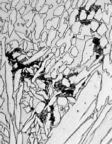 Fig.6. Cracked intermetallic particles in SSRT specimen HT1 after test