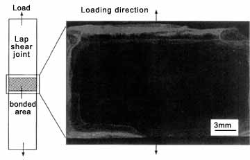 Fig.4. PMMA/acrylic joint bonded area after 500 hours ageing