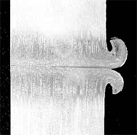 Fig.11. Linear friction weld in a single crystal cast nickel based alloy