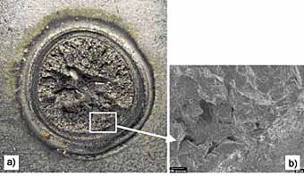  Fig.3. Interface fracture due to weld hardening and detail of the fracture surface showing crystalline brittle fracture 