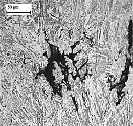 Fig.6. Shrinkage defects in the centre of the nugget (such as in Fig.4)