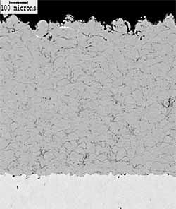 Fig.5. Backscattered electron image of Fe 3 Al coating cross section