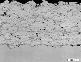 Fig.1b. 316L coating prepared using the JP system and kerosene fuel (JP-316)