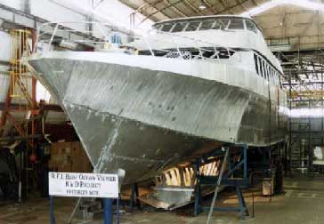 Fig.15. Explosively formed bow section of the ocean viewer vessel at RFI in Cairns 