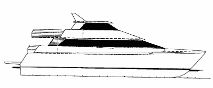 Fig.16. Side view of the 24m long RFI ocean viewer vessel with the viewing pod retracted into the hull 