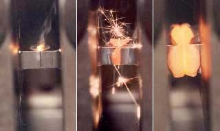 Fig.1. Linear friction welding of titanium in normal atmosphere 
