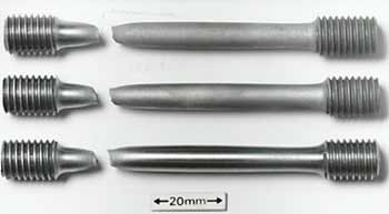 Fig.13. Tensile test specimens of carbon steel FSW butt welds, showing failure in the parent metal away from the weld and HAZ 