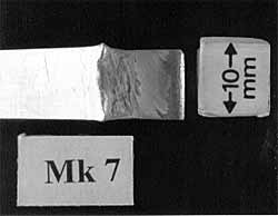Fig.6. Appearance of fracture of 'lack of penetration' weld after 'through-hole' impact testing