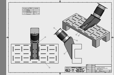 Plan overview, showing test piece and 45 degree support.