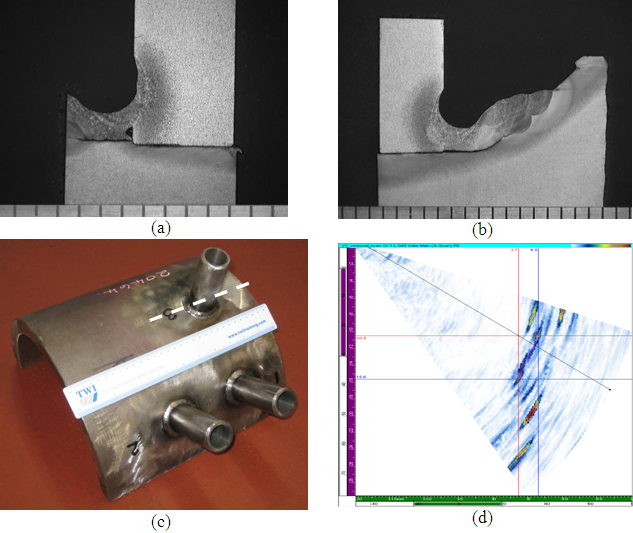 Photomacrograph showing the cross section of a 2mm long defect, before completing the tube-to header weld