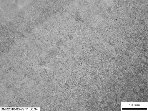 (b) Detail of Figure 5a, showing a predominantly martensitic microstructure;