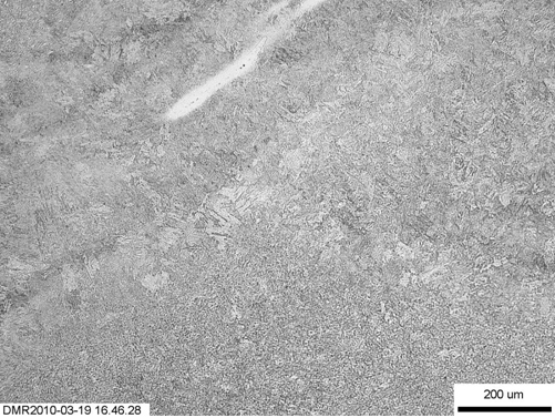 (c) Microstructure of the HAZ at the centre of the weld, showing good refinement;