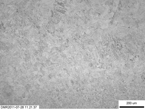 Detail of the weld and HAZ microstructures resulting from test weld W15 (GTAW). Magnification indicated by micron marker: (a) HAZ associated with a single layer (W15-1);