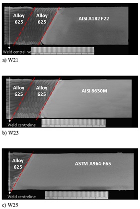 Figure 2 – Macros of welds examined in this study