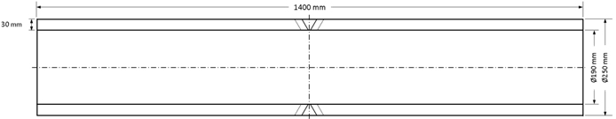 Figure 1 – Schematic showing the dimensions of the pipes and the position of the associated joint