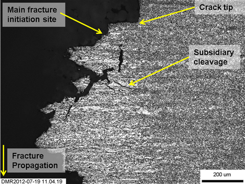 Figure 11. Specimen W01-52 fracture initiation site