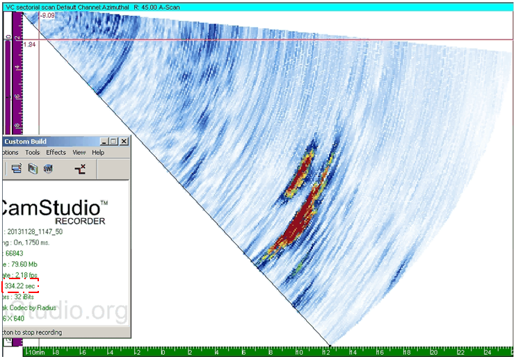 Figure 8 At a duration of 334s no clear evidence of a tip available in data.