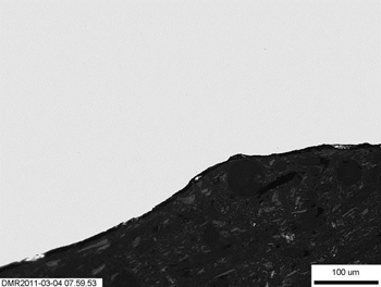 Figure 6a: An example of weld root showing no features from Weld BW01 after straining