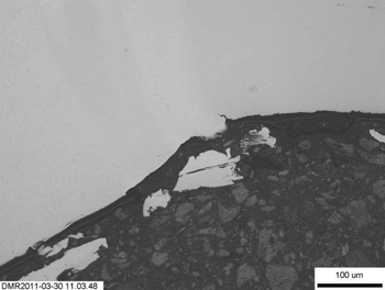 Figure 10a: Right side weld root of specimen BW01-B-PS-1 after exposure in Test 1.