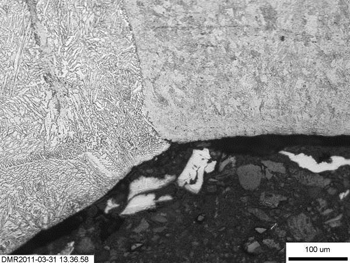 Figure 10b: Right side weld root of specimen BW01-B-PS-1 after exposure in Test 1.