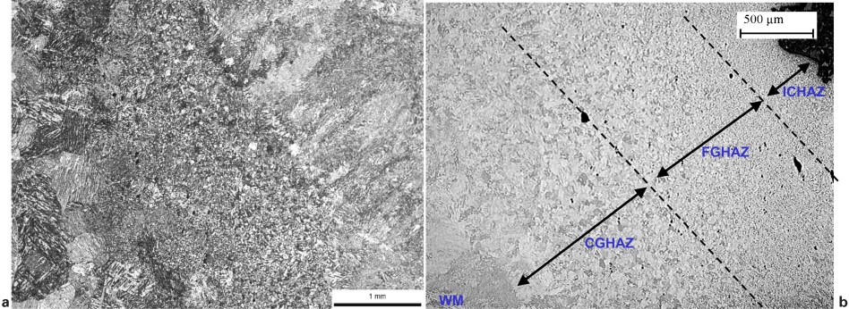 11 Heat affected zone region of a ruptured creep cross-weld specimen that failed by the type IV mechanism. 