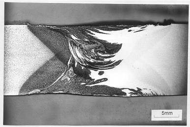 Figure 2: Section through a 12%Cr alloy steel/low carbon steel weld made in two passes (Thomas, 1999).