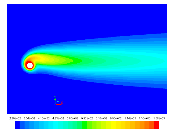 Figure 12: Contours of temperature (K) for Weld 12 using the nonlinear viscosity expression.