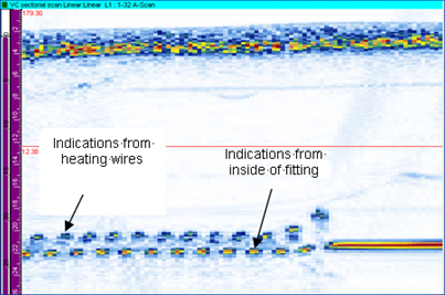 Fig.9 Phased array ultrasonic image of 180mm EF fitting