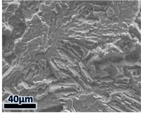 Figure 11 – Typical cleavage-like fracture in the Alloy 625 adjacent to the interface.