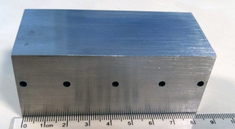 Figure 3: Dissimilar weld block used in this work. It measures approximately 83.5 mm by 35 mm by 40 mm