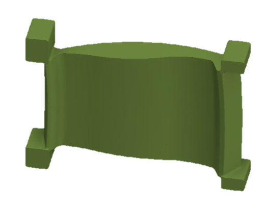 Figure 11 - CAD model of inspection sample with varying curvature and varying thickness