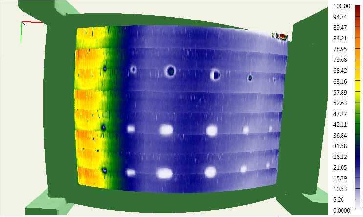 Figure 12 – Through transmission C-Scan obtained using a constrained combined synchronous operation