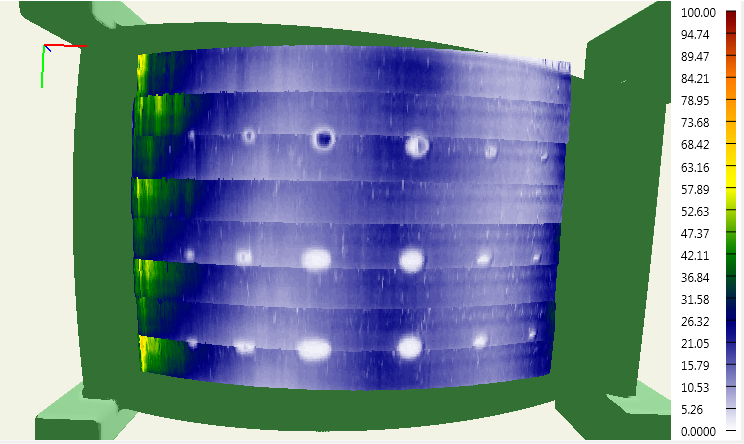 Figure 13 – Through transmission C-scan obtained using a surface-dependent combined synchronous operation