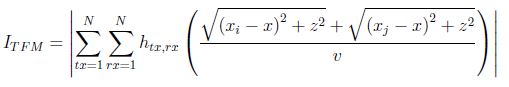 Improvement of ultrasonic cross-sectional imagery via the application of coherence weighting and the total focussing method - Equation 1