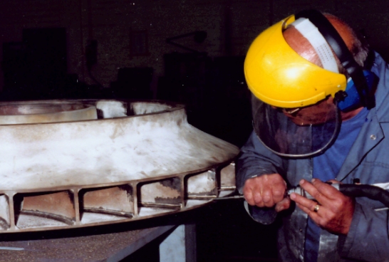 Impeller welds are dressed at the Elliott Works in Basingstoke, UK.