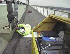 Phased array inspection of bridge structure