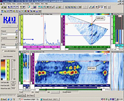 Example of phased array detection of flaws in clad steel risers