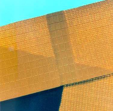 Fig.2: Waterproof laminated fabrics welded with a Nd:YAG laser using the ClearWeldTM technique. Note the lack of any surface melting - only the interface between the two fabric layers has been melted.