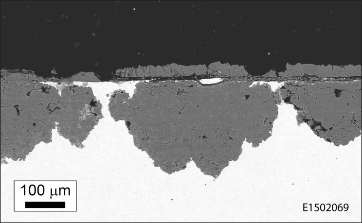 Figure 2: Micrograph of the cross-section after testing at 500bar