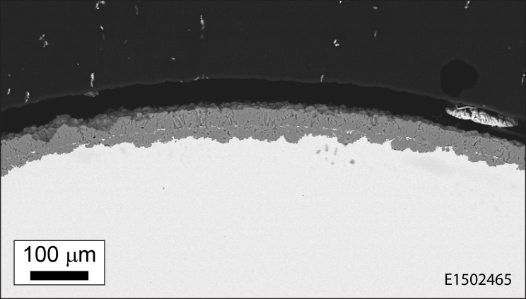 Figure 3: Micrograph of the cross-section after testing at 10bar