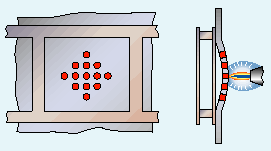 Fig. 3 Spot heating for correcting buckling