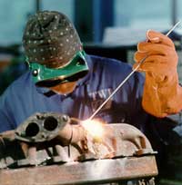 Weld repair on a cast iron exhaust manifold