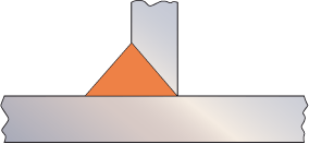 b) Single-sided T-butt weld with superimposed fillet weld - a compound weld